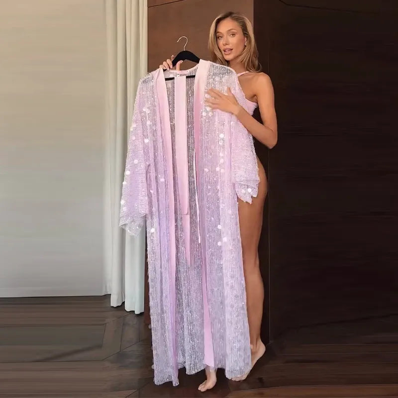 Glacé Sequin Cardigan Dress