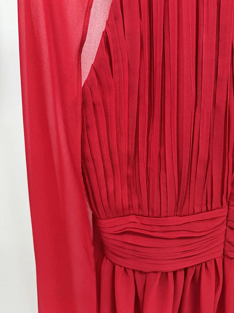 Fuchsia Cape Evening Gown