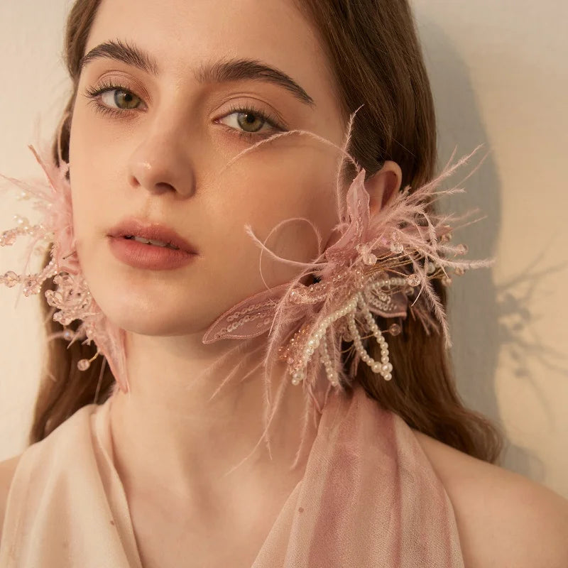 Plume Feather Drop Earrings