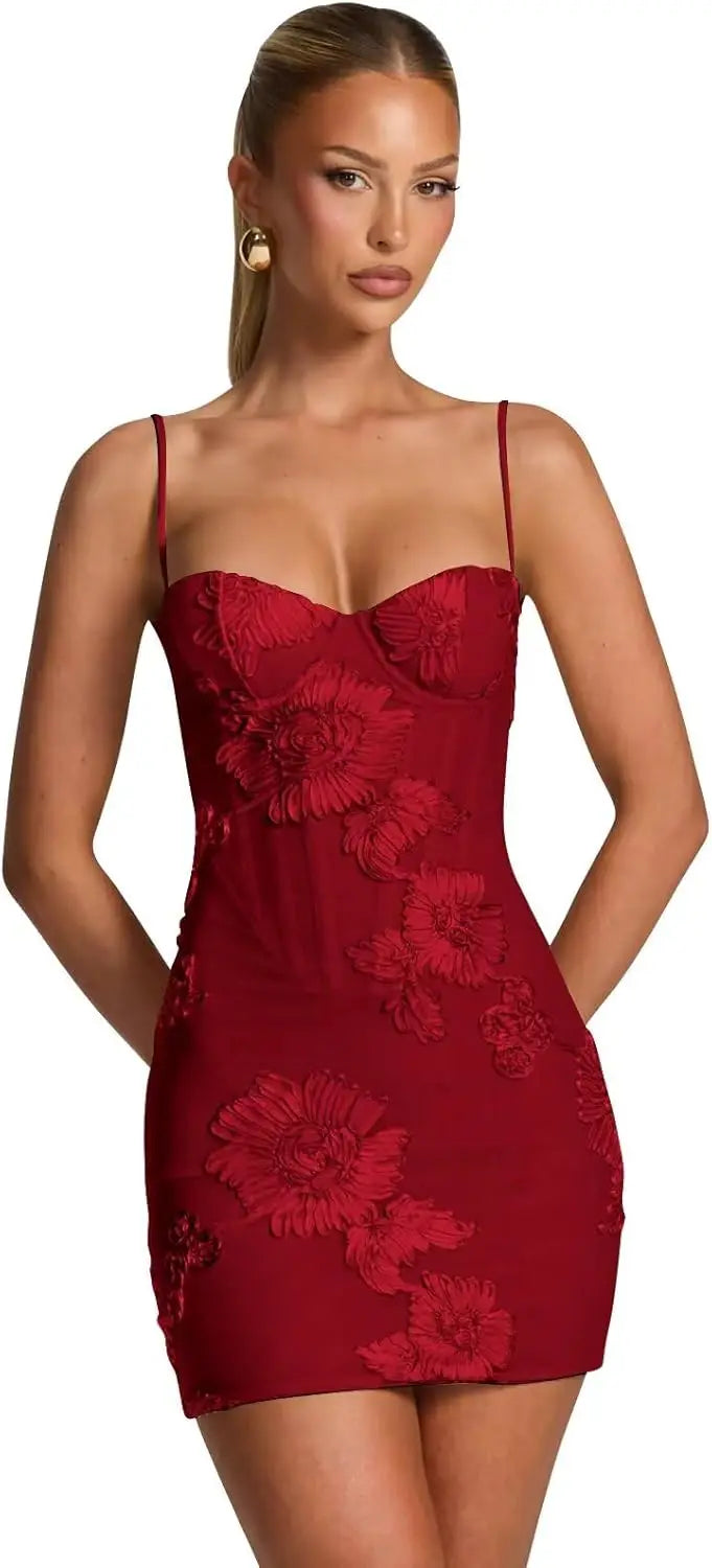 Pearl Embroidery Mini Gown