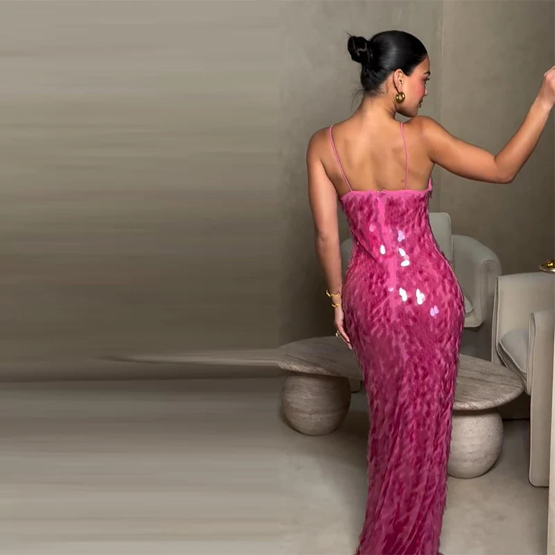 Roxanne Sequin Backless Gown