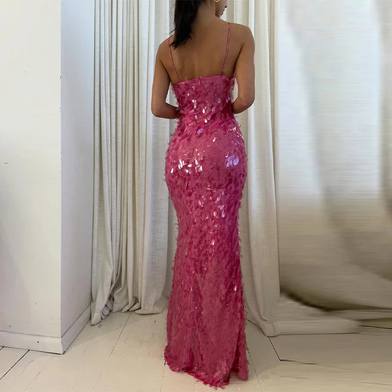 Roxanne Sequin Backless Gown