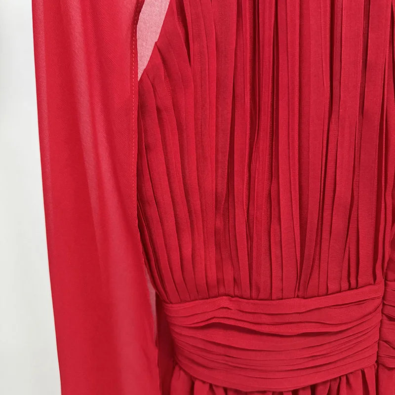 Fuchsia Cape Evening Gown