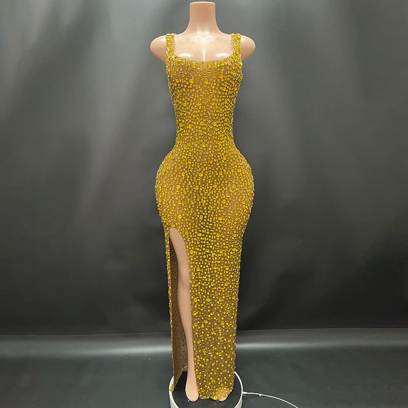 Aurora Rhinestone Sheer Gown