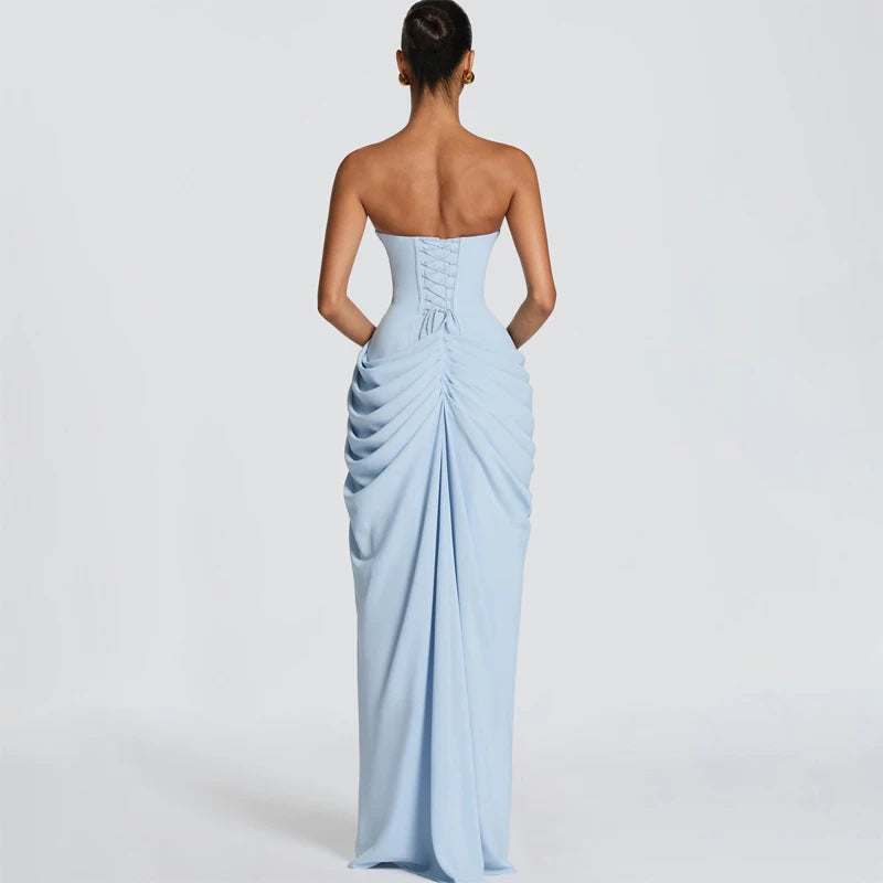 Blanche Pleated Strapless Gown