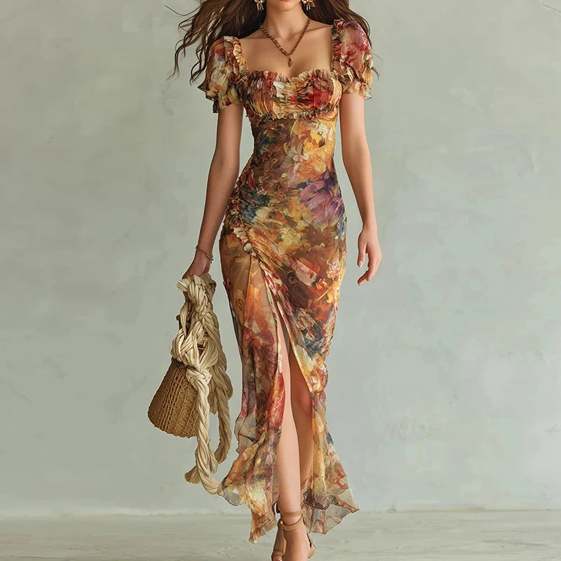 Elara Slit Print Maxi