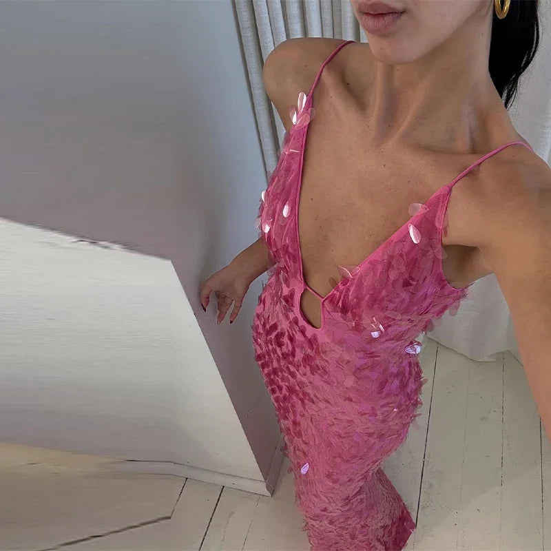Roxanne Sequin Backless Gown