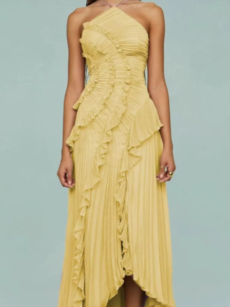 Lotus Halter Maxi Dress