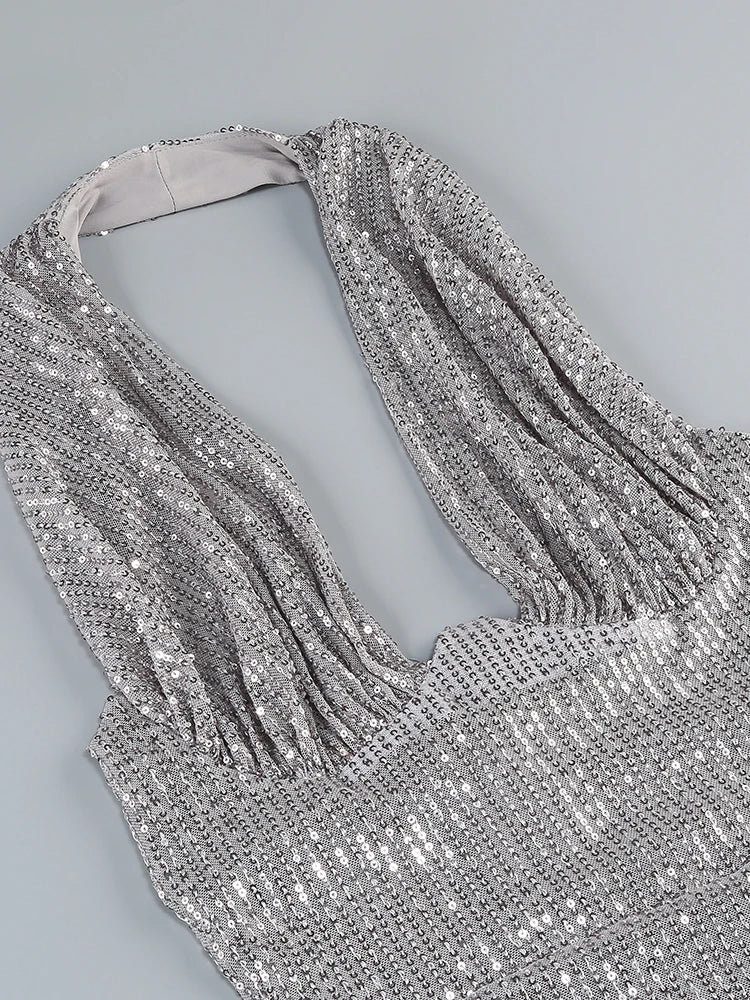 Jade Sequin Halter Gown