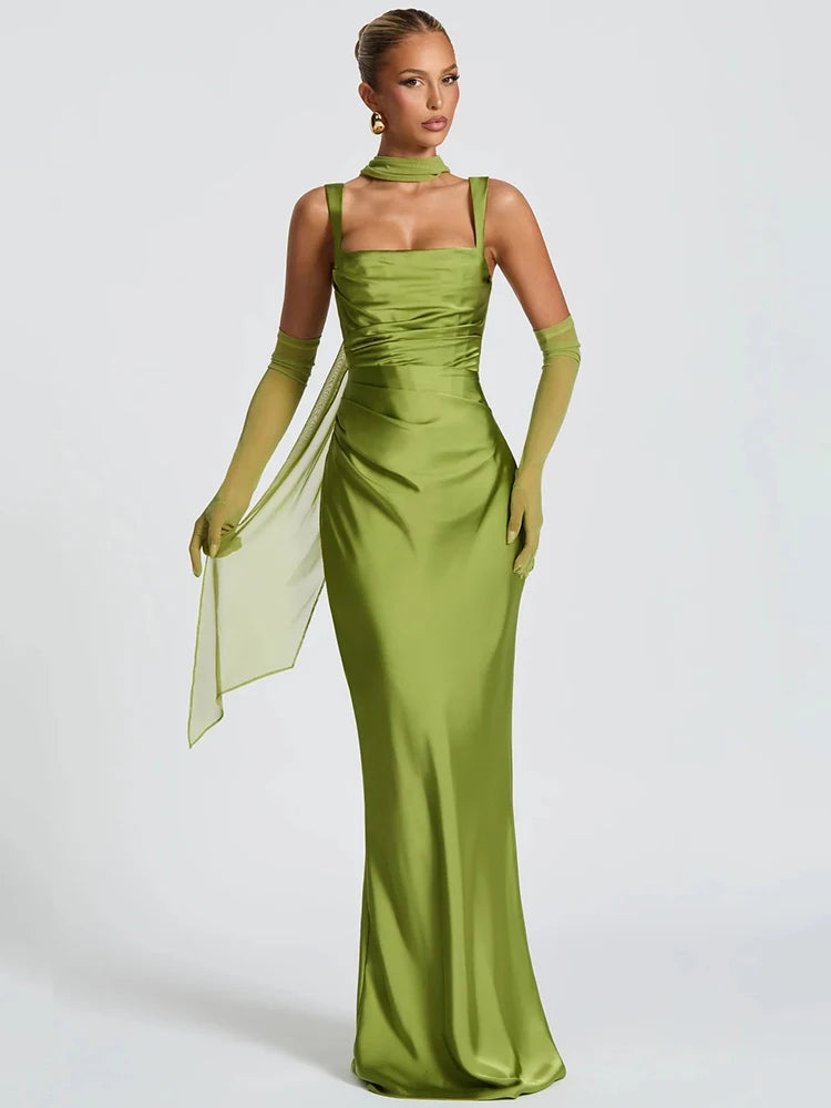 Solène Satin Halter Maxi
