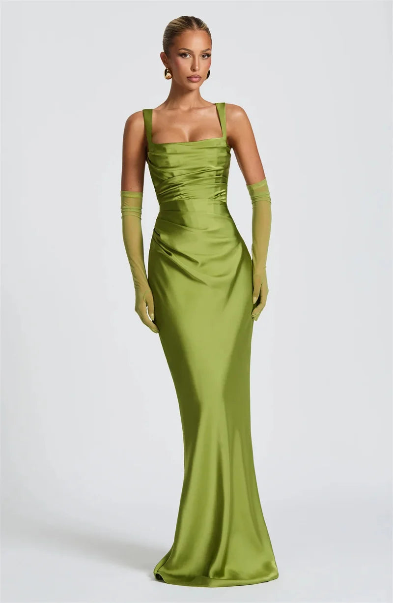 Solène Satin Halter Maxi