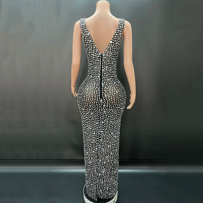 Aurora Rhinestone Sheer Gown