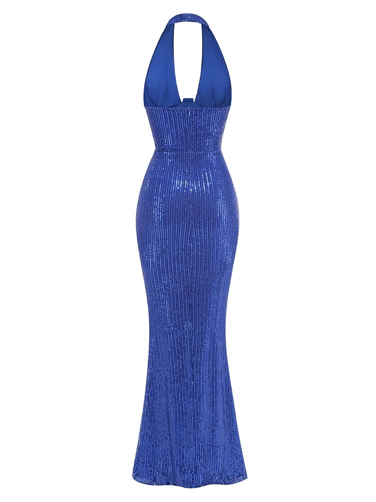 Jade Sequin Halter Gown
