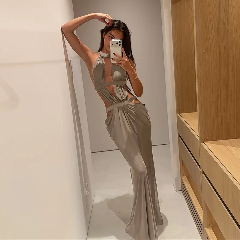 Nova Sparkling Halter Gown