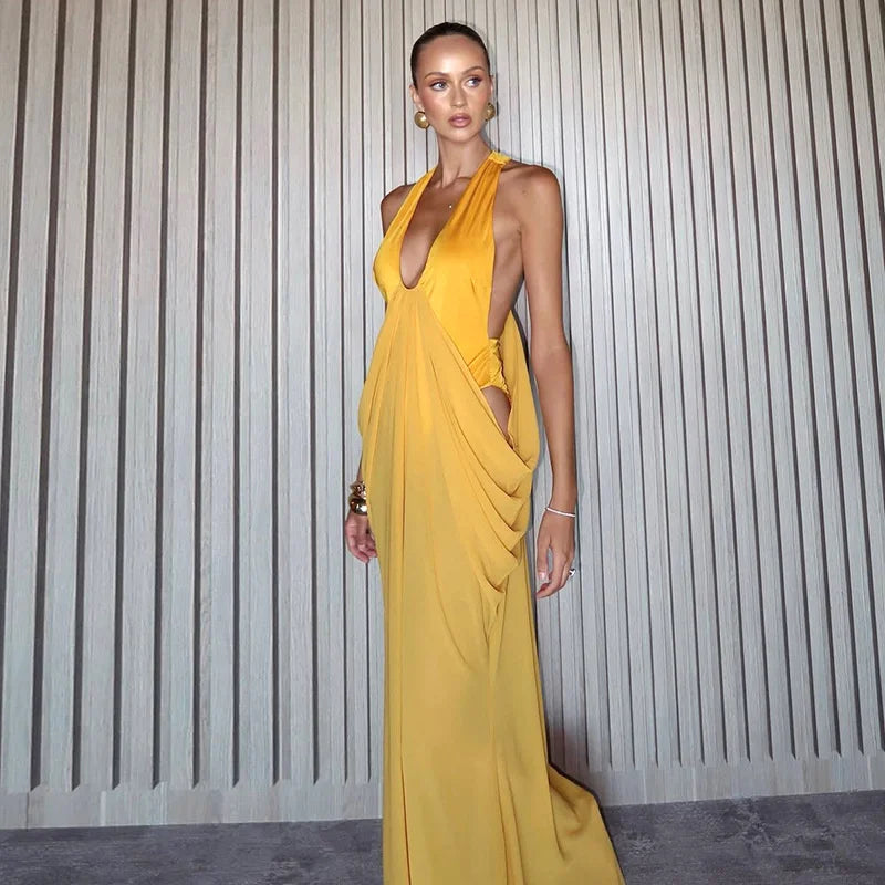 Dalia Deep-V Backless Maxi