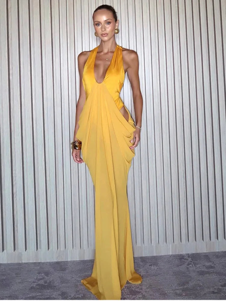 Dalia Deep-V Backless Maxi