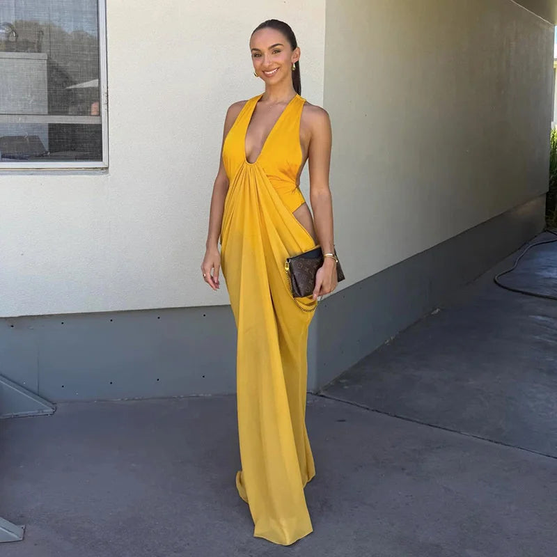 Dalia Deep-V Backless Maxi