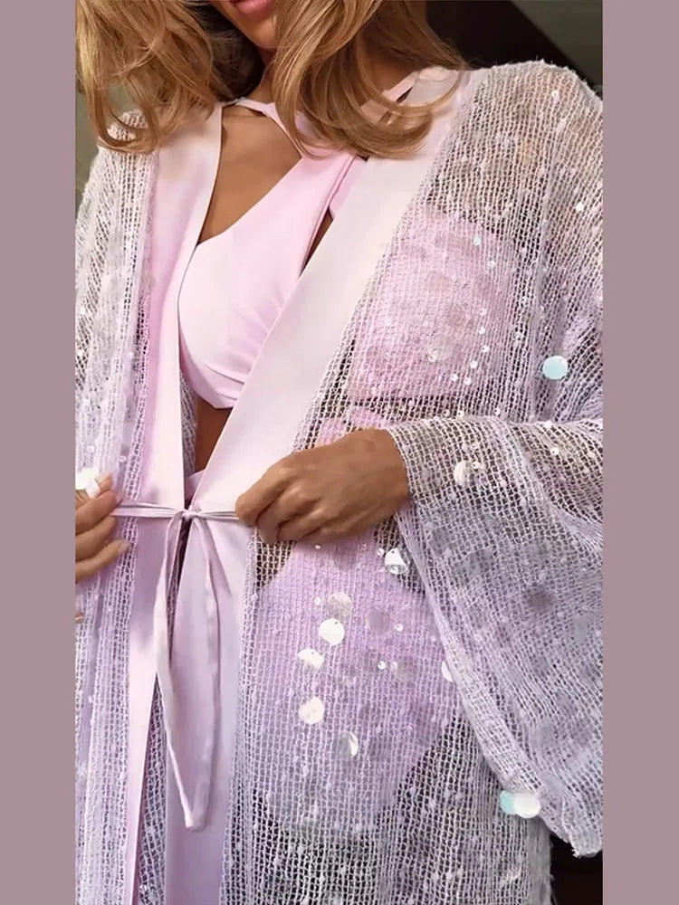 Glacé Sequin Cardigan Dress