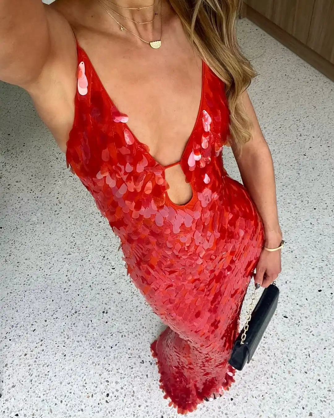 Roxanne Sequin Backless Gown