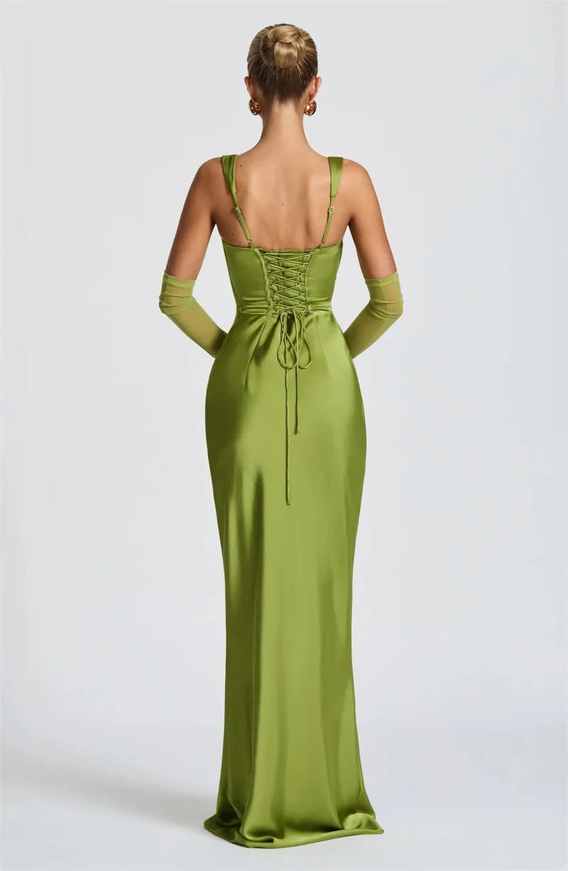 Solène Satin Halter Maxi