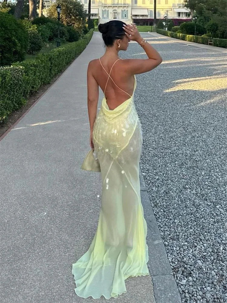 Celeste Sequin Halter Dress