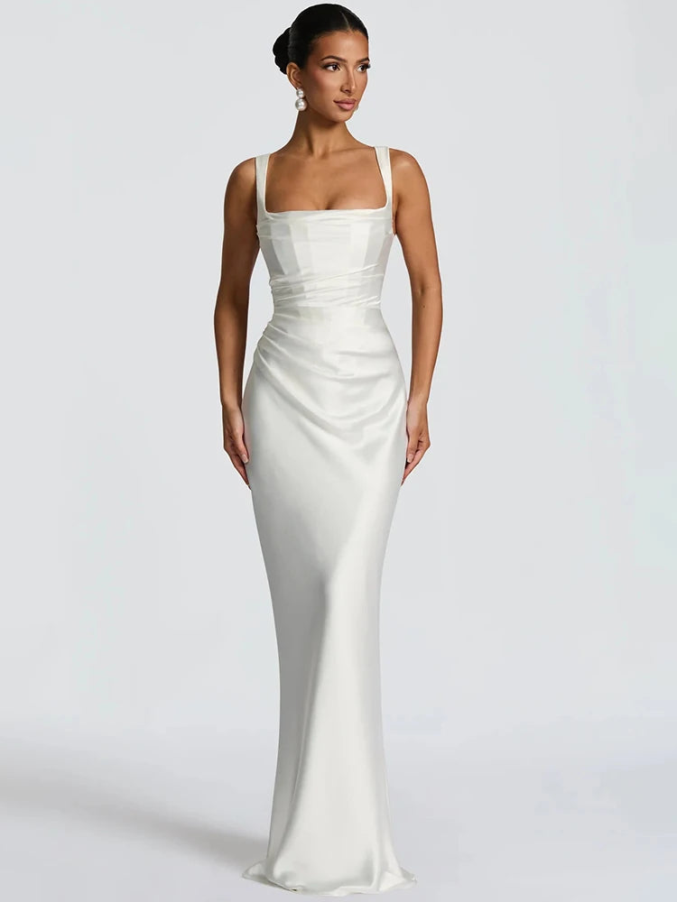 Solène Satin Halter Maxi