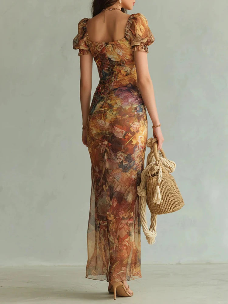 Elara Slit Print Maxi