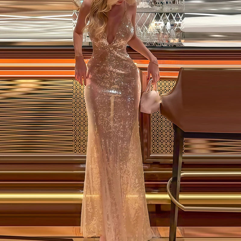 Stella Wrap Sequin Maxi