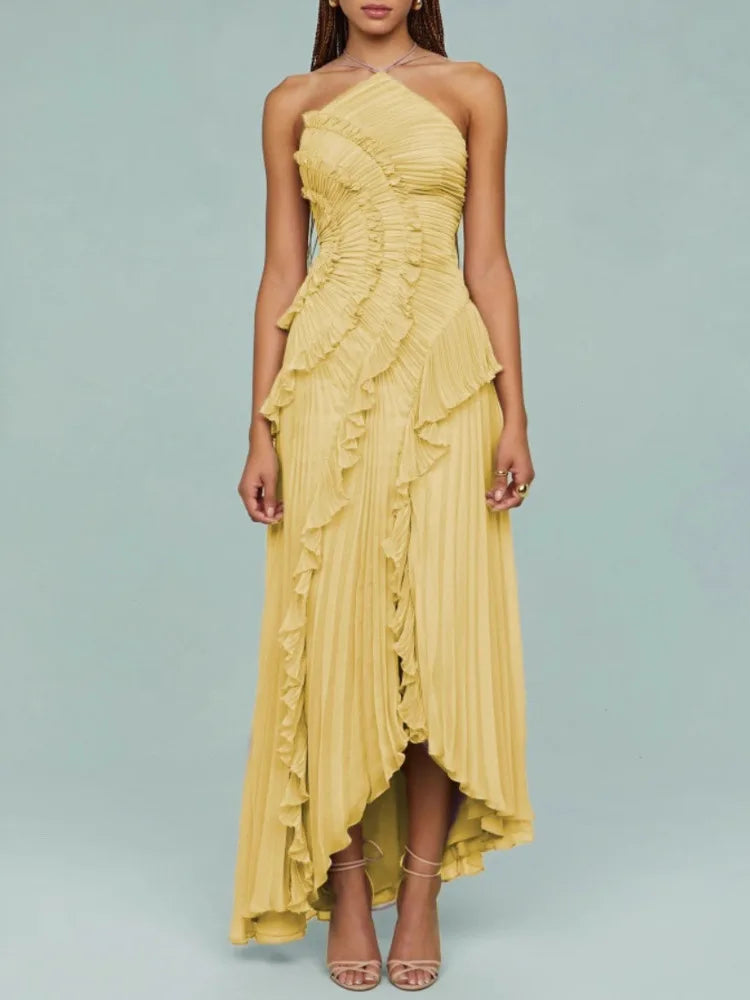 Quinn Ruched Halter Dress