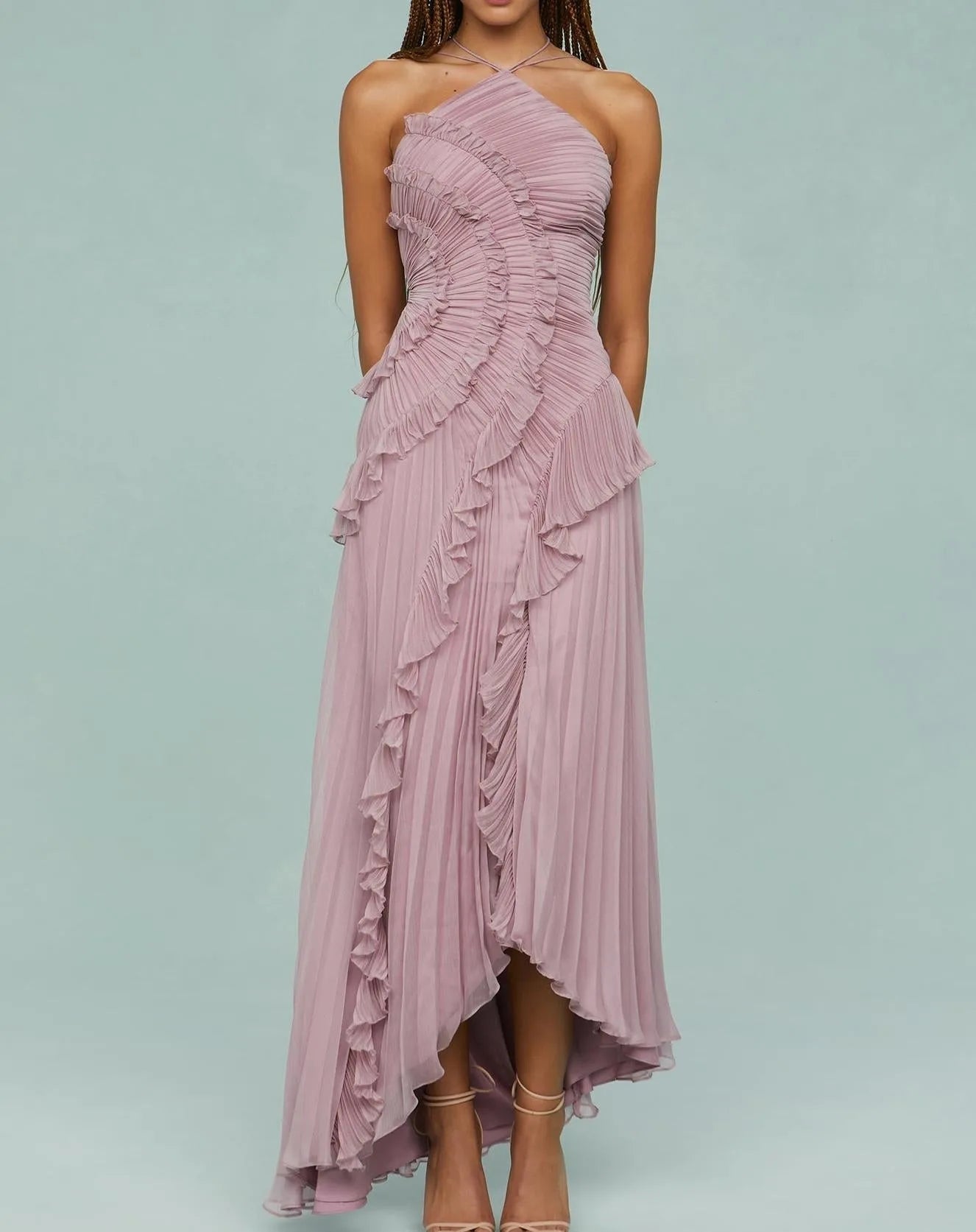 Elisse Ruffle Pleated Gown