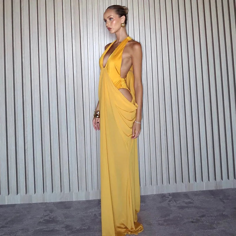 Dalia Deep-V Backless Maxi