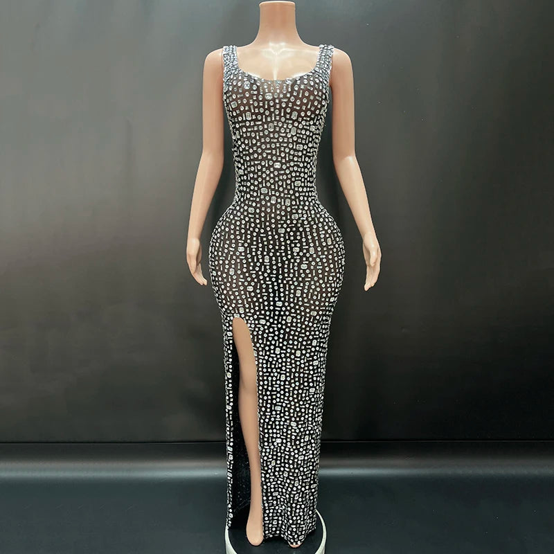 Aurora Rhinestone Sheer Gown