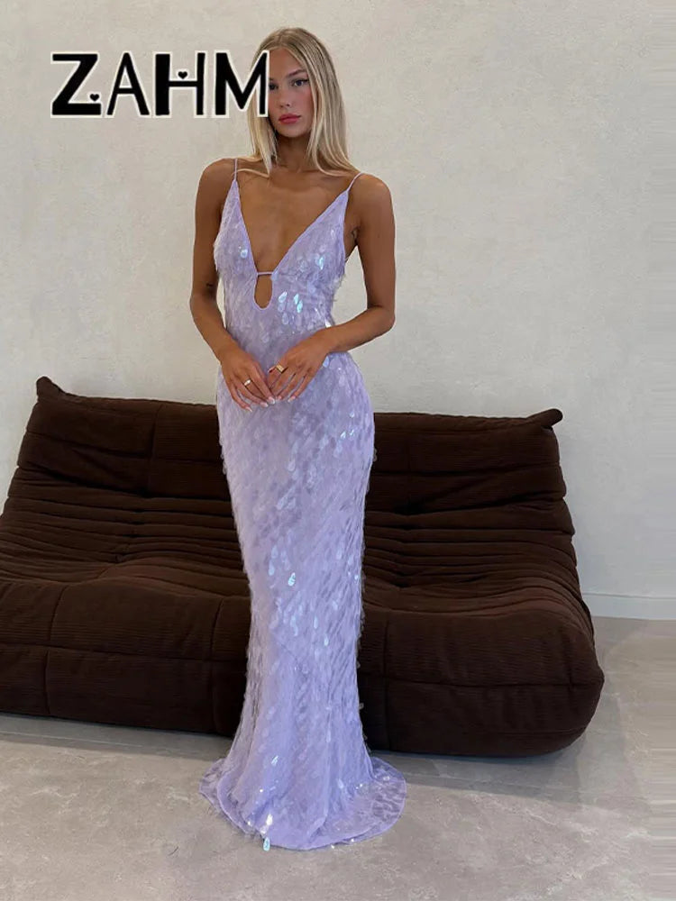 Roxanne Sequin Backless Gown