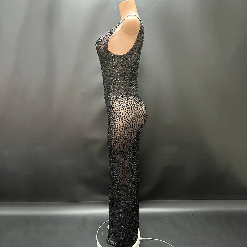 Aurora Rhinestone Sheer Gown