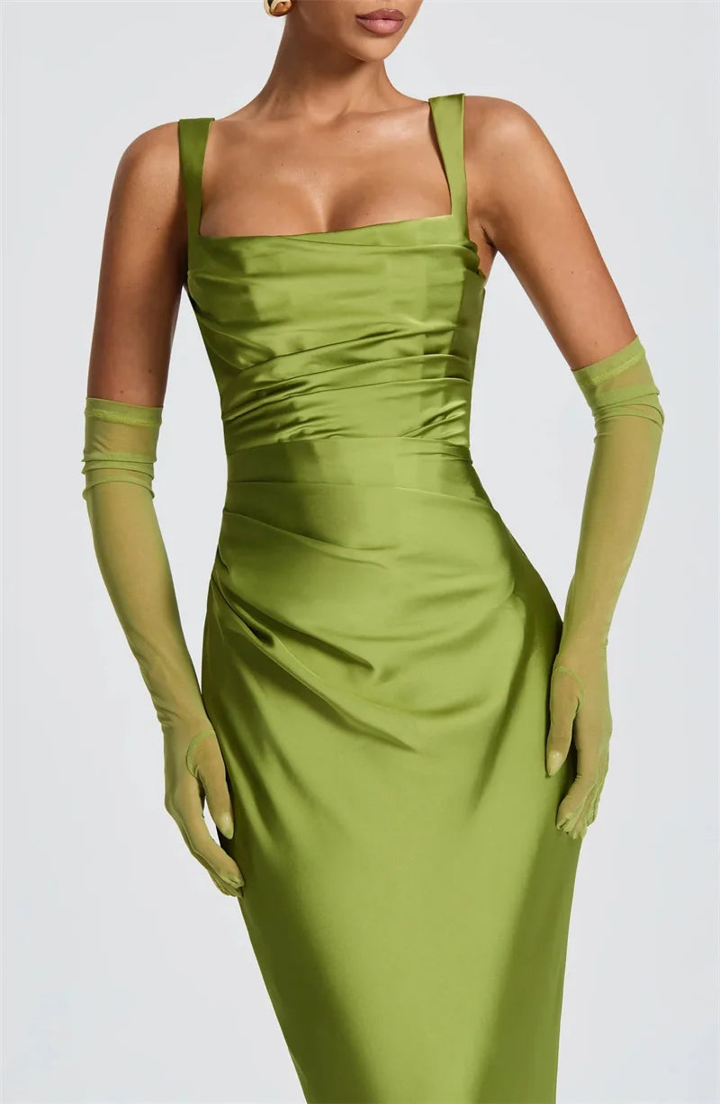 Solène Satin Halter Maxi