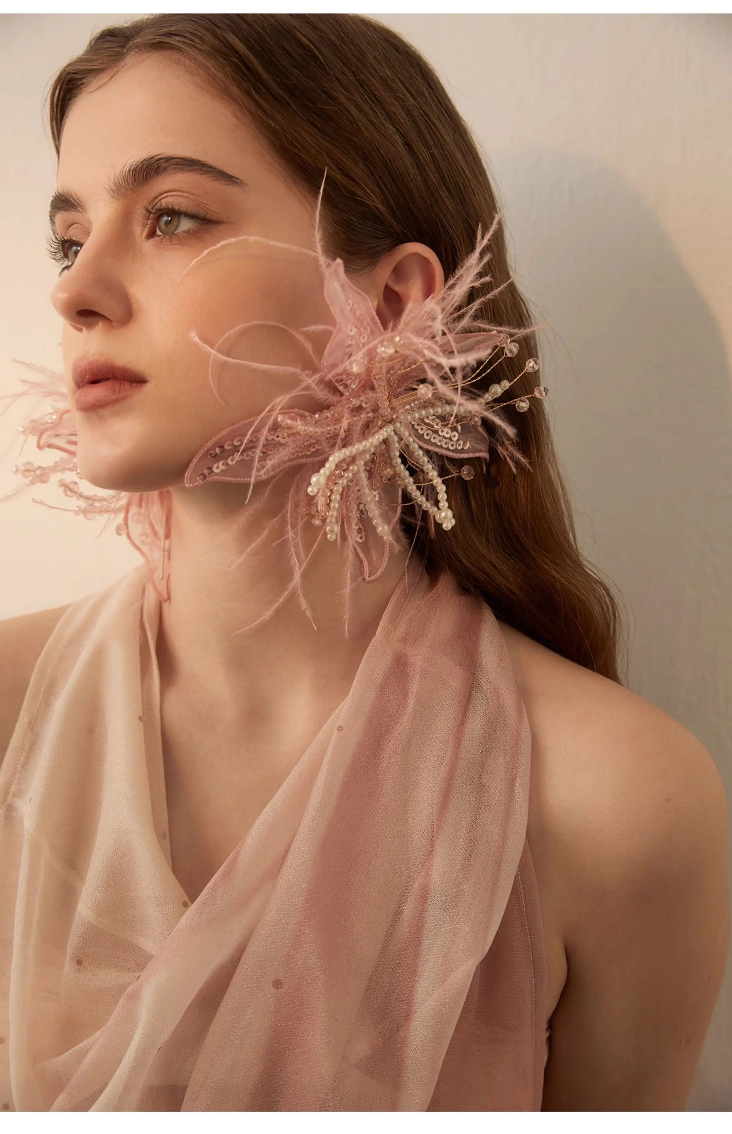 Plume Feather Drop Earrings