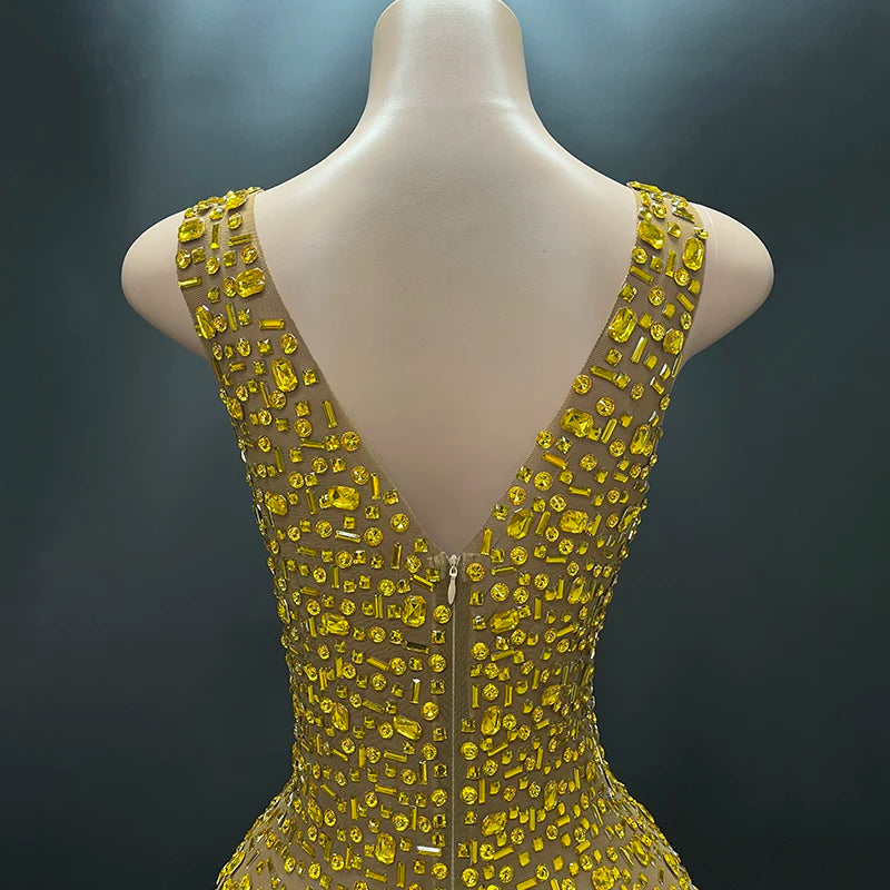 Aurora Rhinestone Sheer Gown