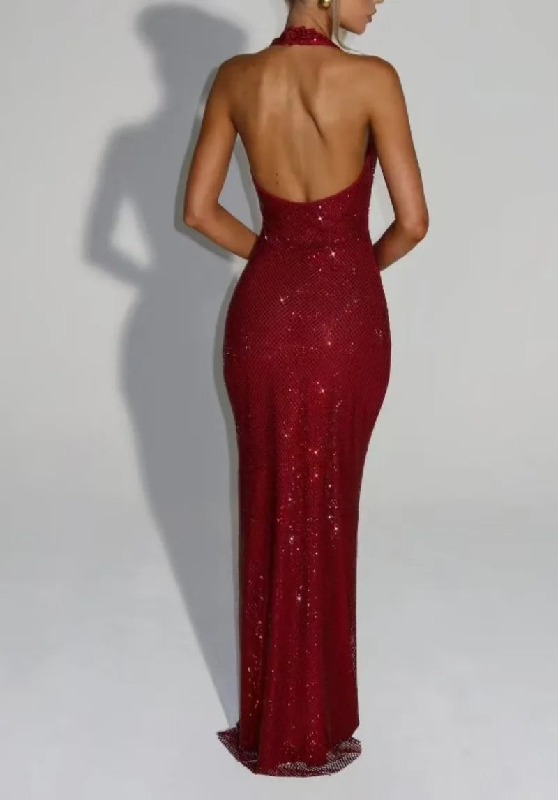 Lumina Sequin Backless Maxi