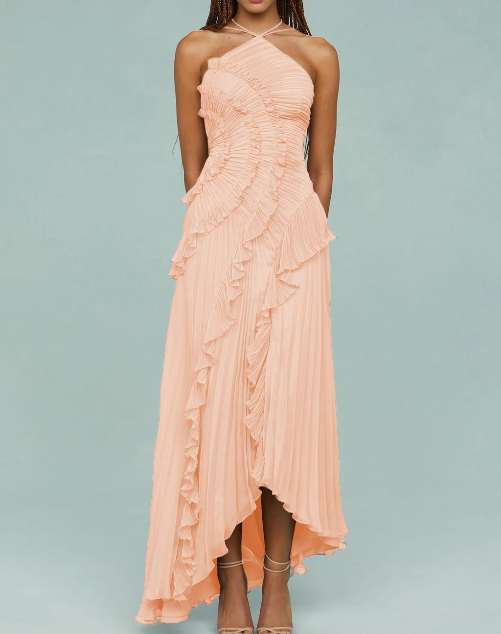 Elisse Ruffle Pleated Gown