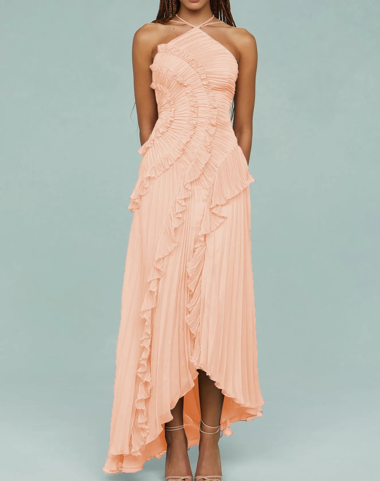 Elisse Ruffle Pleated Gown