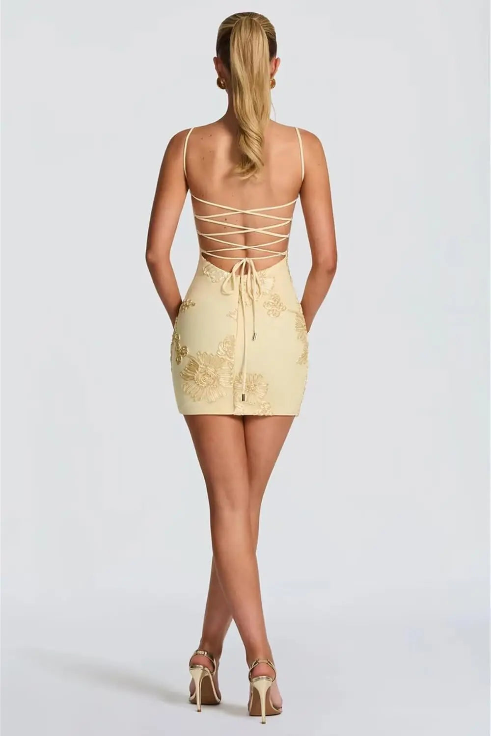 Pearl Embroidery Mini Gown