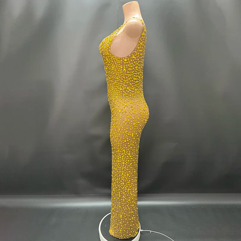 Aurora Rhinestone Sheer Gown