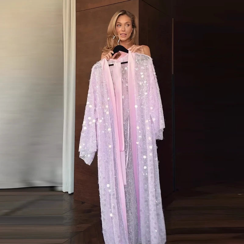 Glacé Sequin Cardigan Dress