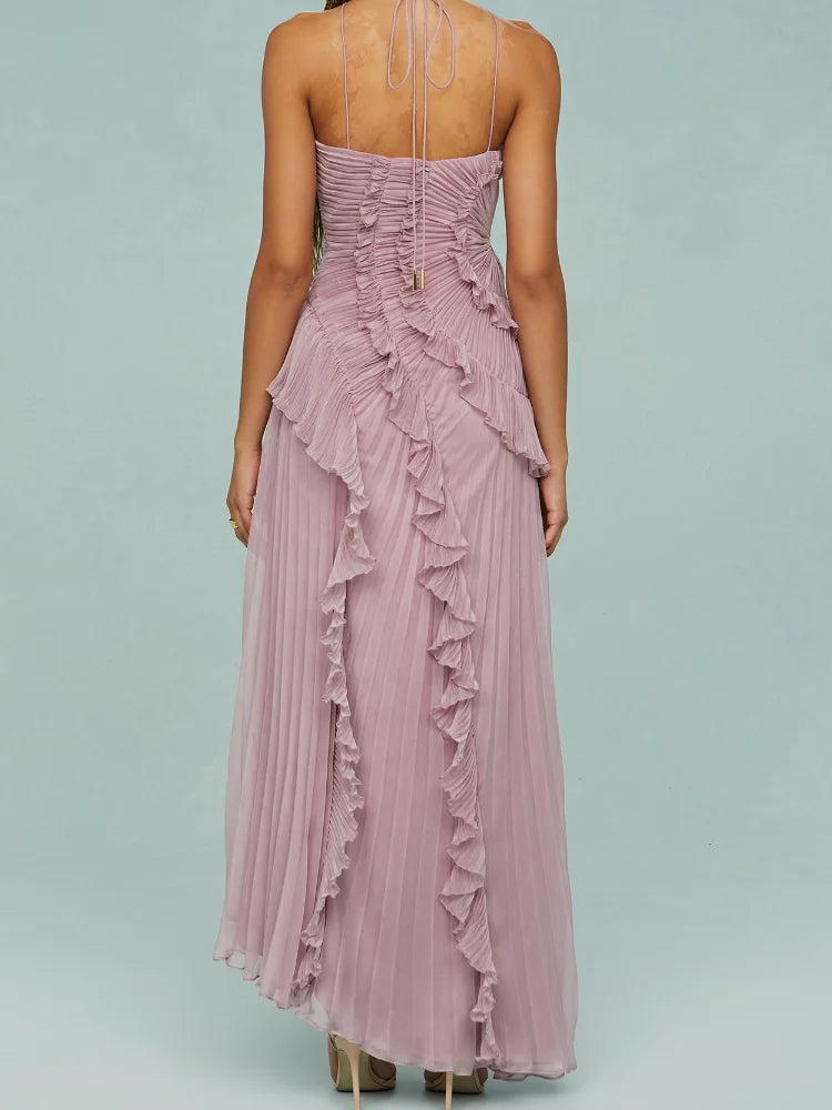 Luxe Pleated Halter Gown