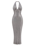 Jade Sequin Halter Gown