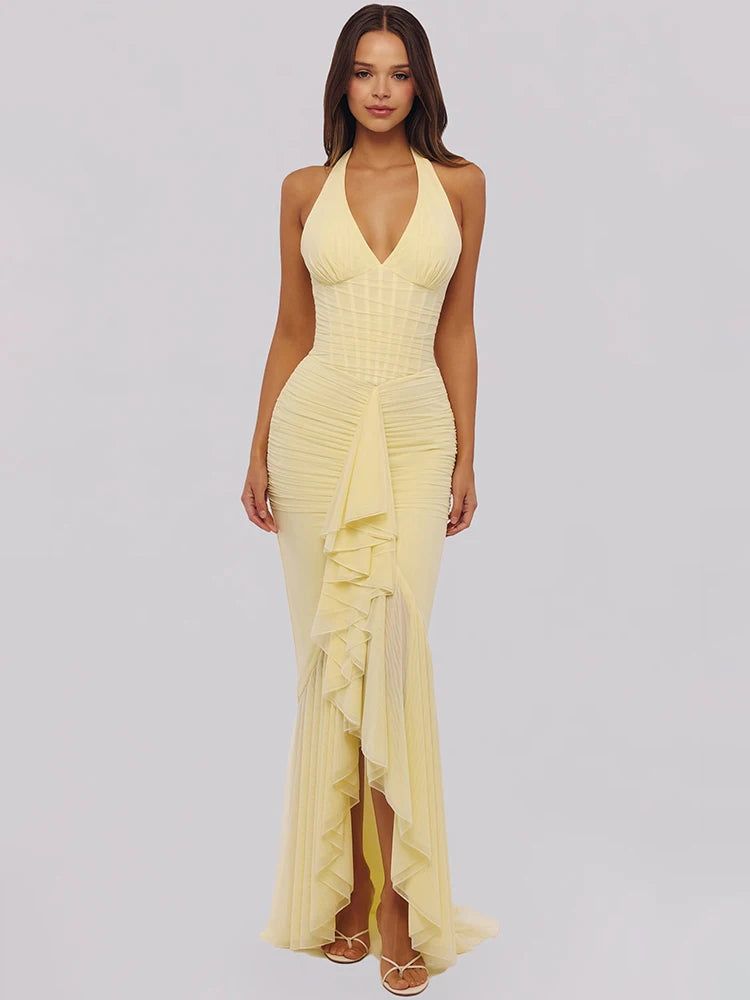 Remy Mesh Ruffle Maxi