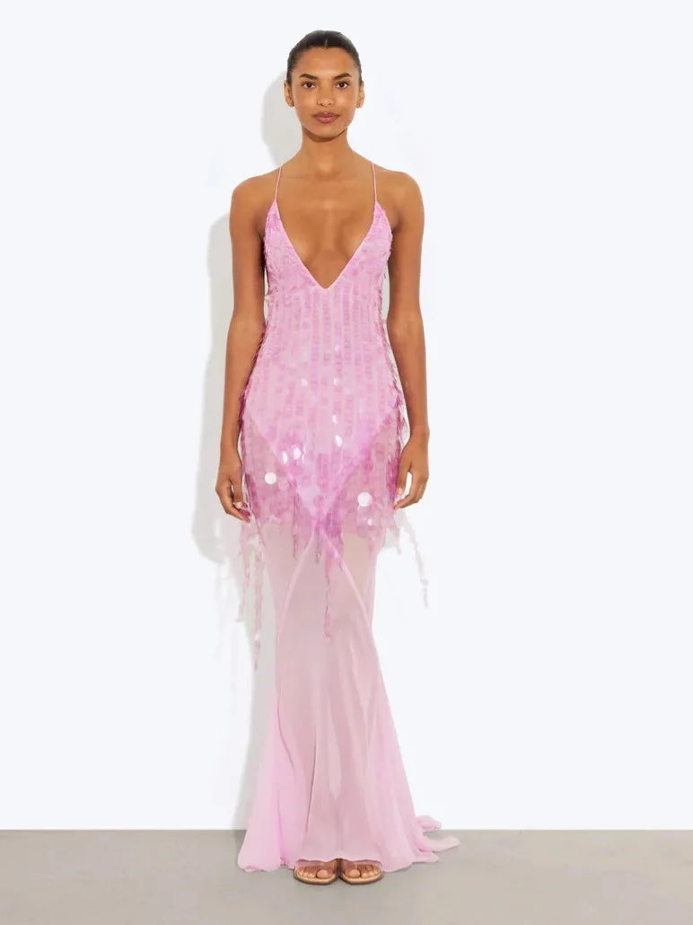 Aria Beaded Fishtail Gown