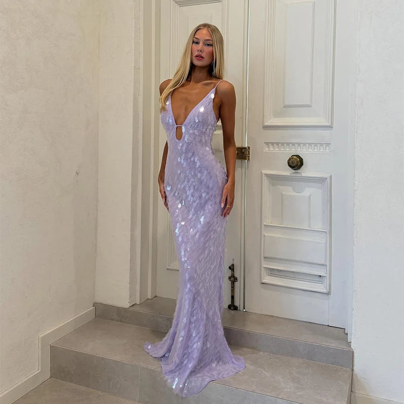 Roxanne Sequin Backless Gown