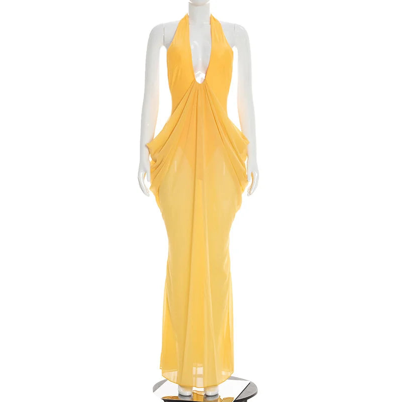 Dalia Deep-V Backless Maxi