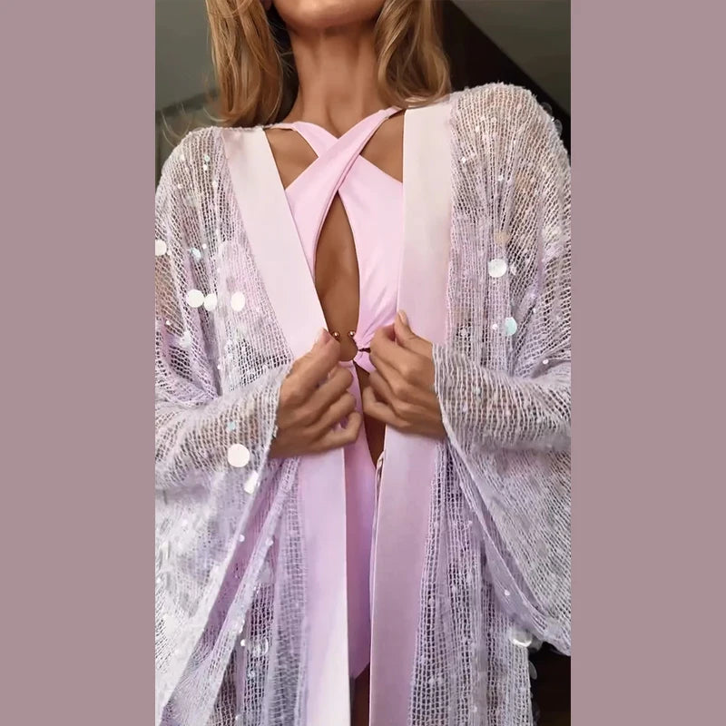 Glacé Sequin Cardigan Dress